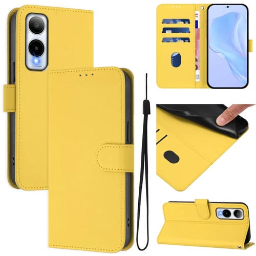 Funda de Cuero con Cordón para Teléfono Cricket Icon 6 Skin Feel (Amarillo Limón)