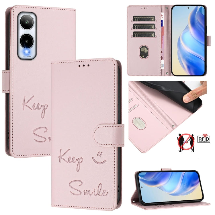 Funda de Cuero Rfid con Relieve Smile Embossing para Cricket Icon 6 (Rosa)