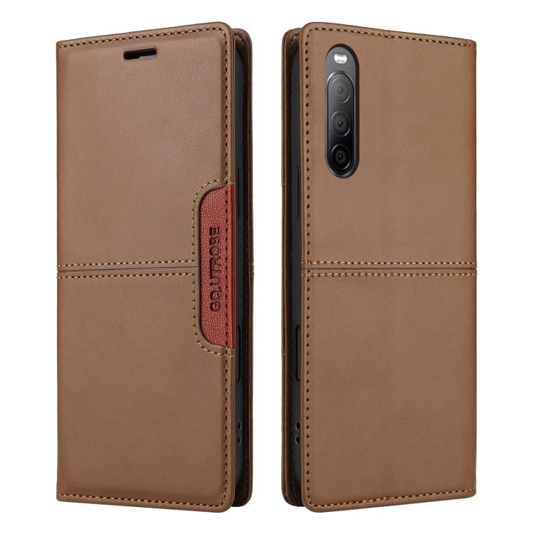 Funda de Cuero Antirrobo RFID Gqutrobe G01 para Sony Xperia 10 II (Marrón)