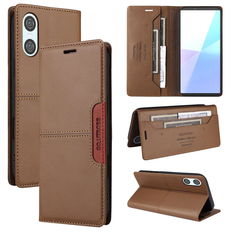Funda de Cuero Antirrobo RFID Gqutrobe G01 para Sony Xperia 10 Vi (Marrón)