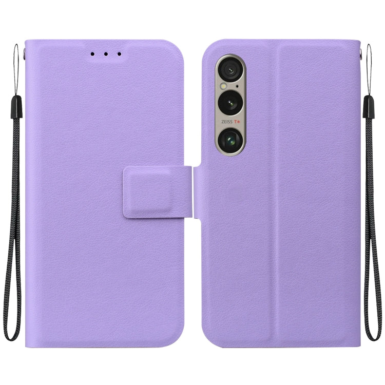 Funda de Cuero Ultradelgada con Hebilla Magnética para Sony Xperia 1 Vi (Morado)