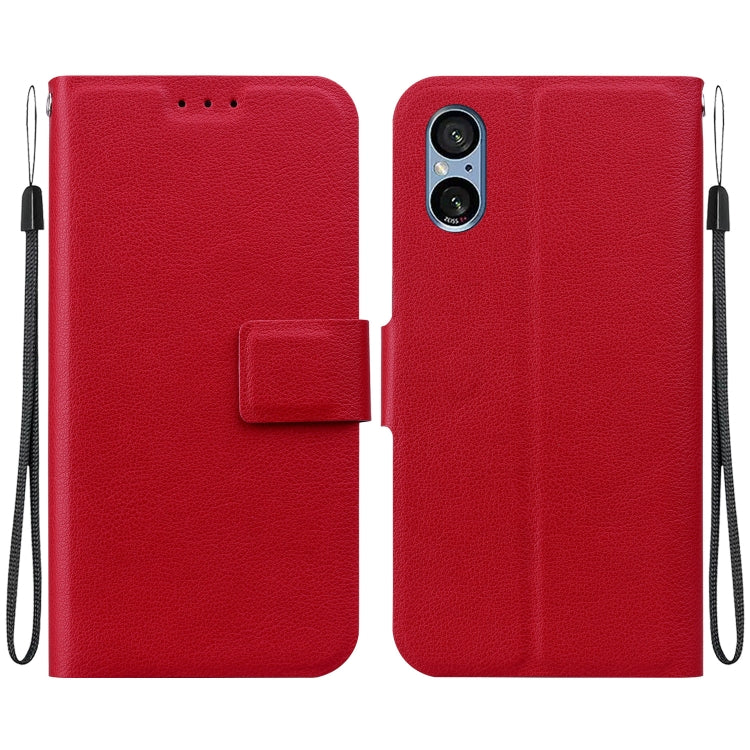 Funda de Cuero Ultradelgada con Hebilla Magnética para Sony Xperia 5 V (Roja)
