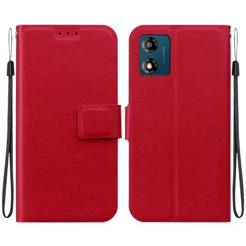 Funda de Cuero Ultradelgada con Hebilla Magnética para Motorola Moto E13 (Rojo)