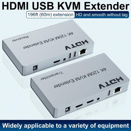 Extensor de Red HDMI USB KVM 4K 120 m con Enchufe de EE. UU.
