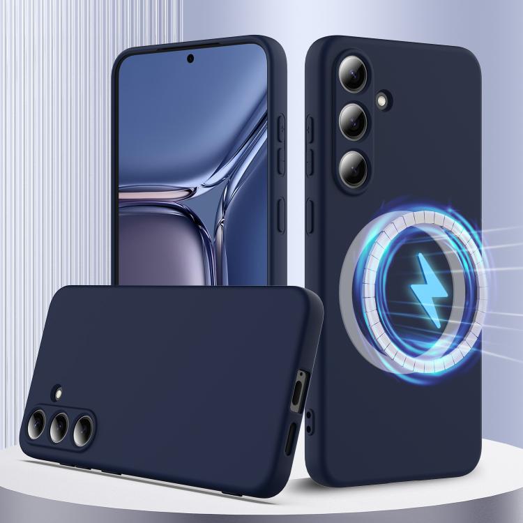 Funda de silicona Magsafe a prueba de golpes para Samsung Galaxy S25 FE 5G (azul marino)