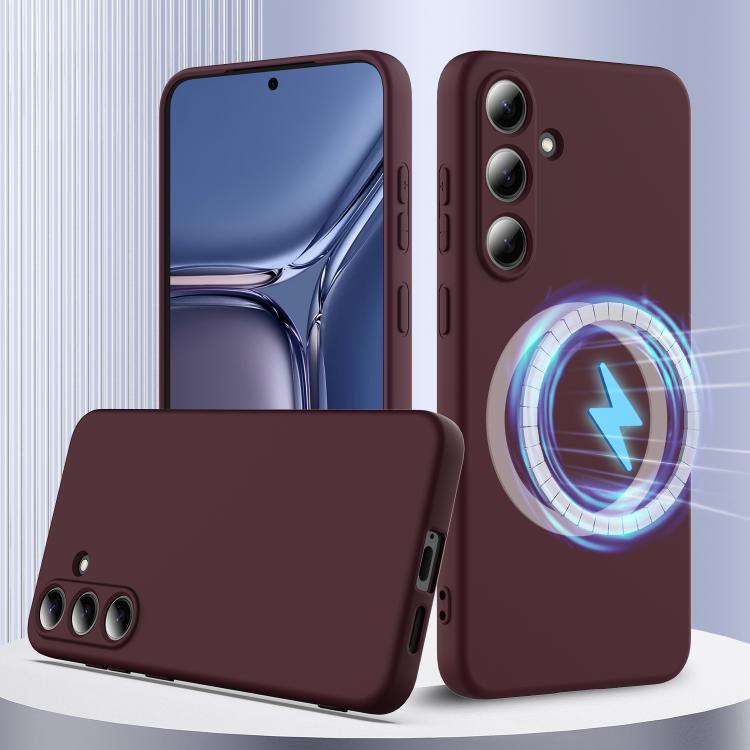 Funda de silicona Magsafe a prueba de golpes para Samsung Galaxy S25 FE 5G (color ciruela)