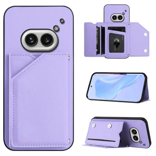 Estuche para Teléfono For Nothing Phone 2A Skin Feel con 4 Ranuras y Correa (Morado)