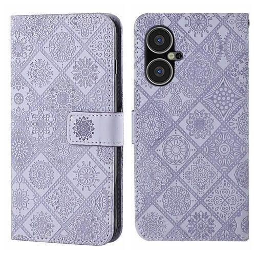Funda de Cuero con Patrón En Relieve Estilo Étnico para Tecno Pova Neo 3 (Morado)