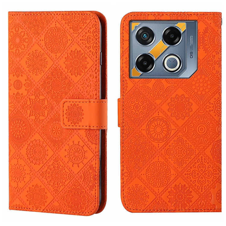 Funda de Cuero con Patrón en Relieve Estilo Étnico para Infinix GT 20 Pro (Naranja)