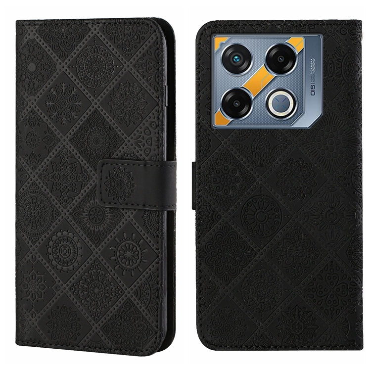 Funda de Cuero con Patrón en Relieve Étnico para Infinix Gt 20 Pro (Negro)