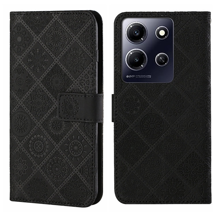 Funda de Cuero para Infinix Note 30I con Patrón en Relieve Estilo Étnico (Negro)