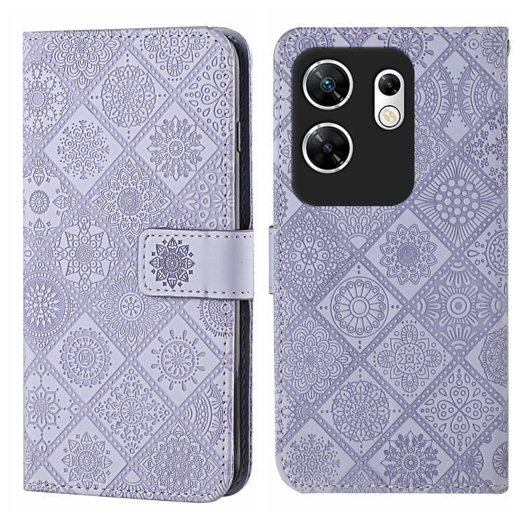 Funda de Cuero con Patrón en Relieve Estilo Étnico para Infinix Zero 30 4G (Morado)