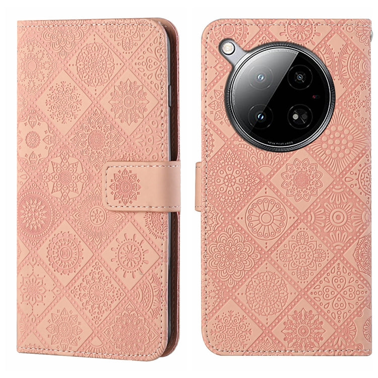 Funda de Cuero con Patrón en Relieve Estilo Étnico para Infinix Zero 40 4G (Rosa)