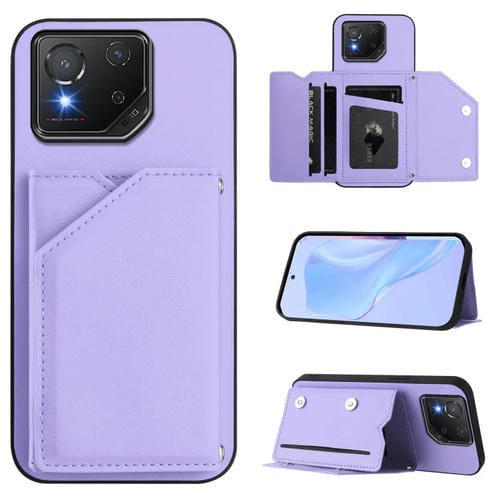 Funda para Teléfono Asus Rog Phone 8 Pro con 4 Ranuras para Tarjetas y Correa (Morado)