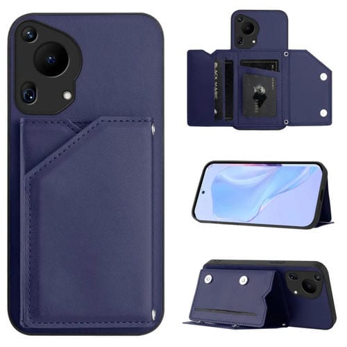 Funda para Teléfono Huawei Pura 70 Ultra Skin Feel con 4 Ranuras y Correa (Azul)