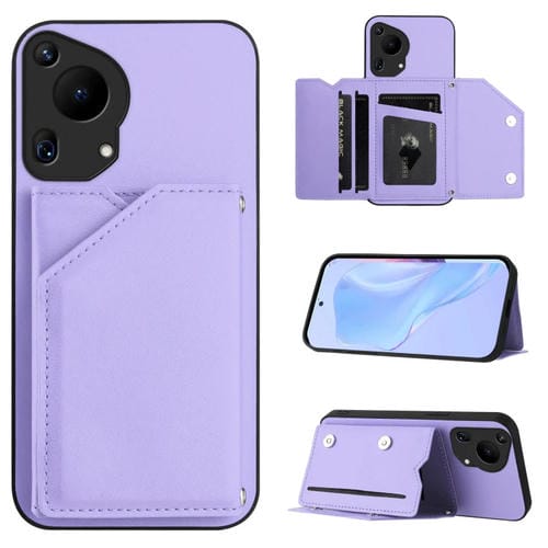 Funda para Teléfono Huawei Pura 70 Ultra Skin Feel con 4 Ranuras y Correa (Morado)