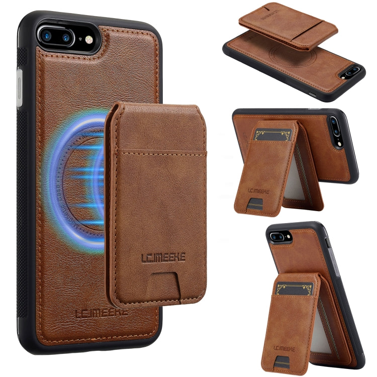 Estuche para Teléfono Lc.Imeeke Serie L3 Funda Rfid Desmontable Magsafe iPhone 8 Plus/7 Plus (Marrón)