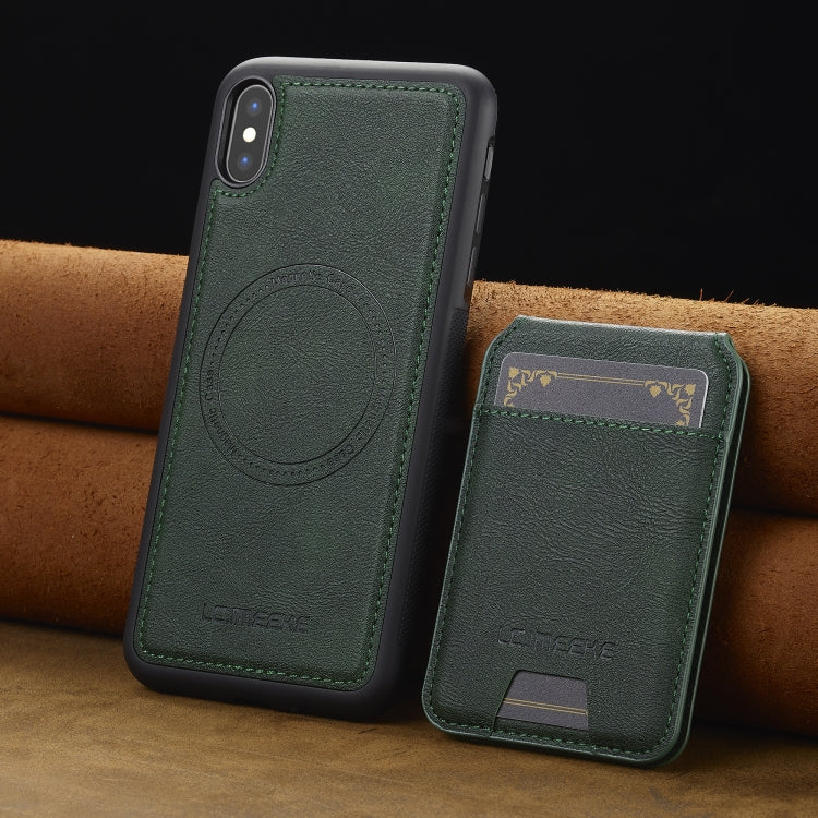 Funda para teléfono Lc.Imeeke L3 Series con funda para tarjeta Rfid desmontable Magsafe para iPhone Xr (Verde)