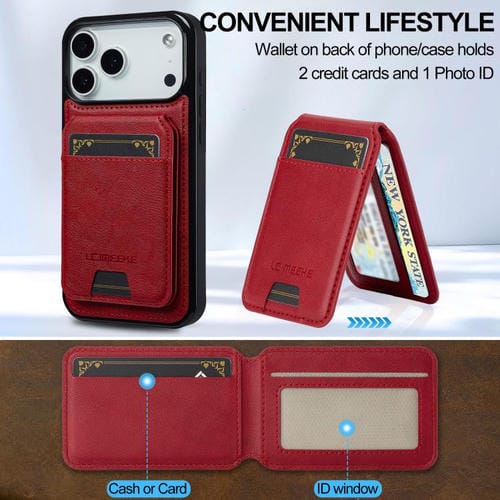 Funda para iPhone 17 Pro LC.IMEEKE L3 con tarjetero RFID desmontable y Magsafe (roja)
