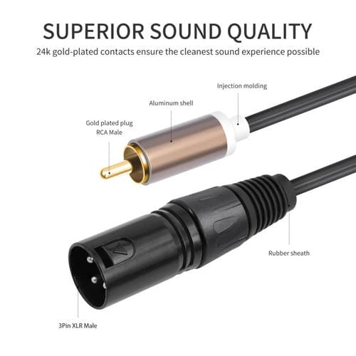 Cable de Audio Balanceado 2 RCA Macho a 2 XLR Macho 1,5 m (Negro)