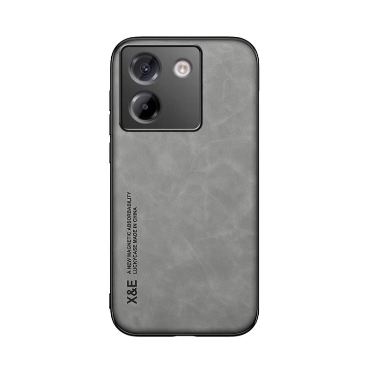 Funda de cuero con tapa magnética para Xiaomi Poco M7 Pro 5G (gris claro)