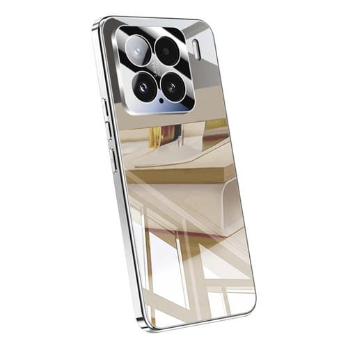 Funda Para Xiaomi 15 Pro Con Diseño De Cristal De Hielo Galvanizado Y Cobertura Total A Prueba De Golpes (Plateada)