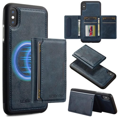 Funda para teléfono Lc.Imeeke L5 Series con tarjeta Rfid desmontable Magsafe para iPhone Xr (Azul)