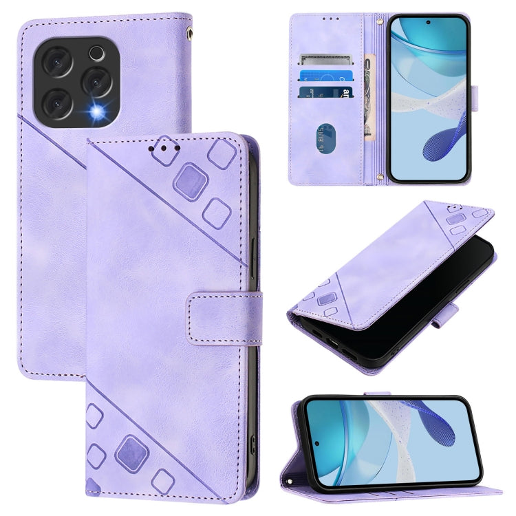 Funda de Cuero con Relieve y Tacto de Piel para Doogee N55 Plus (Morado Claro)