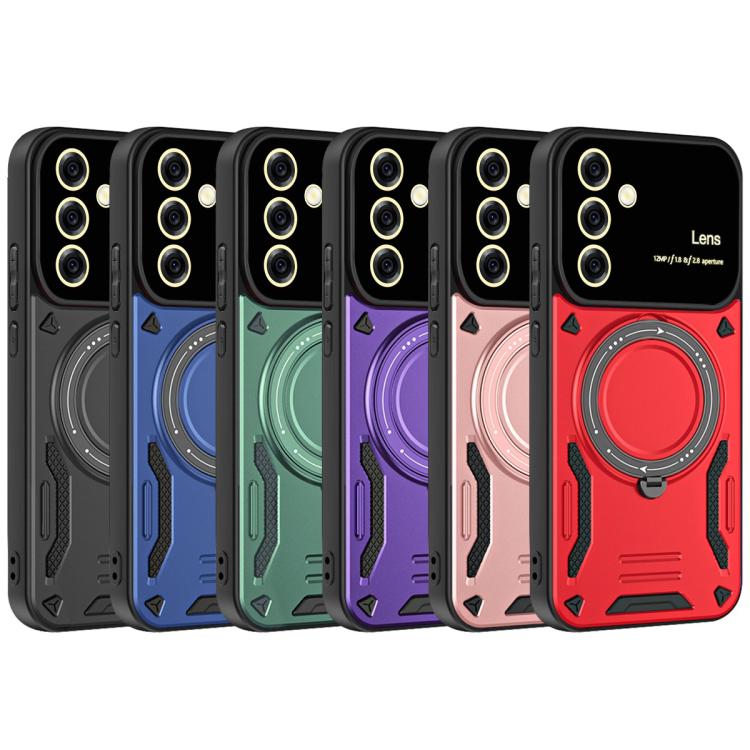 Funda con soporte MagSafe y ventana grande para Samsung Galaxy A56/A36 5G (azul)
