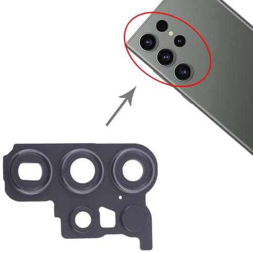 Rückseitige Kameraglasabdeckung Samsung Galaxy S23 Ultra SM-S918B (Schwarz) - (10 Stück)