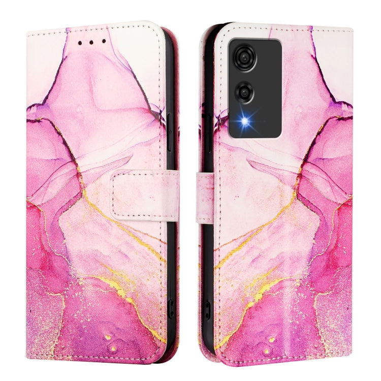 Funda de Cuero con Tapa para Teléfono Cubot A10 Pt003 con Diseño Mármol (Rosa, Morado y Dorado)