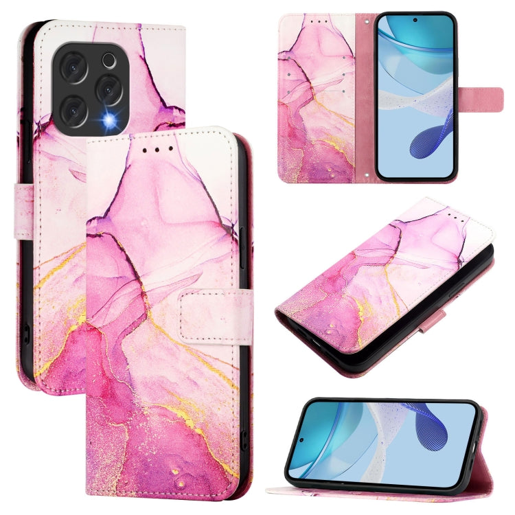 Funda de Cuero con Tapa y Diseño Mármol para Doogee N55 Plus Pt003 (Rosa, Morado y Dorado)