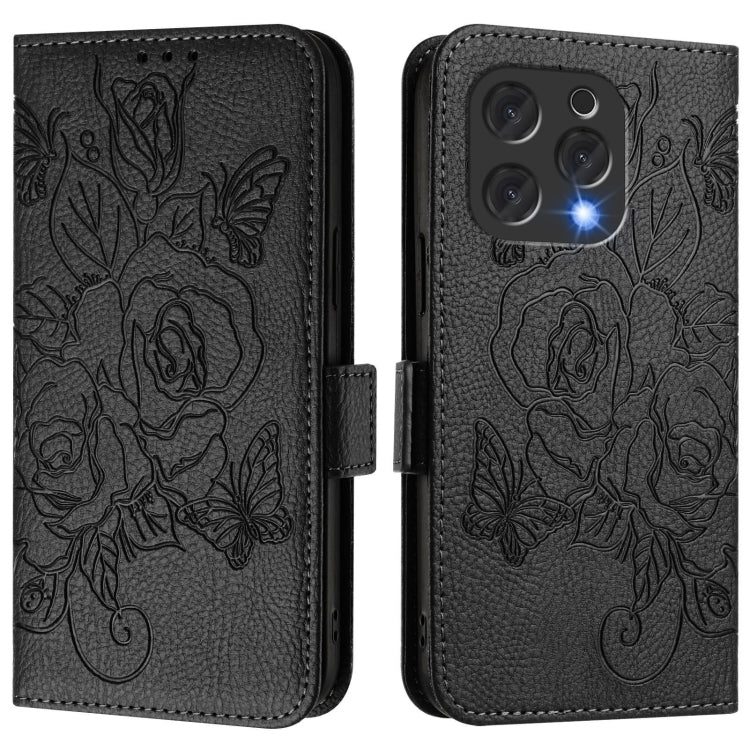 Funda de Cuero Antirrobo RFID con Relieve para Teléfono Doogee N55 Plus (Negra)
