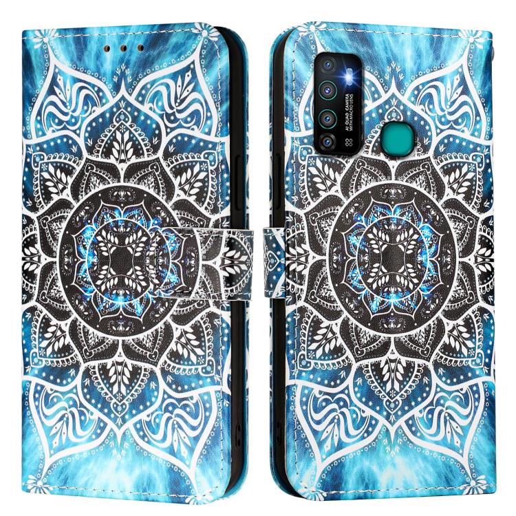 Funda de Cuero para Infinix Hot 9 y Hot 9 Pro con Tejido Liso y Estampado Mandala Submarina