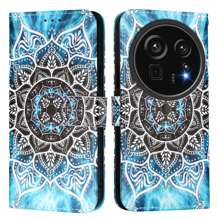 Funda de Cuero para Sharp Aquos R9 Pro Sh-54E con Diseño Mandala Submarina (Azul)