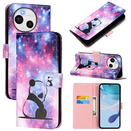 Funda de Cuero para Sharp Aquos Sense9 con Diseño de Dibujos en Colores Lisos (Panda Bebé)