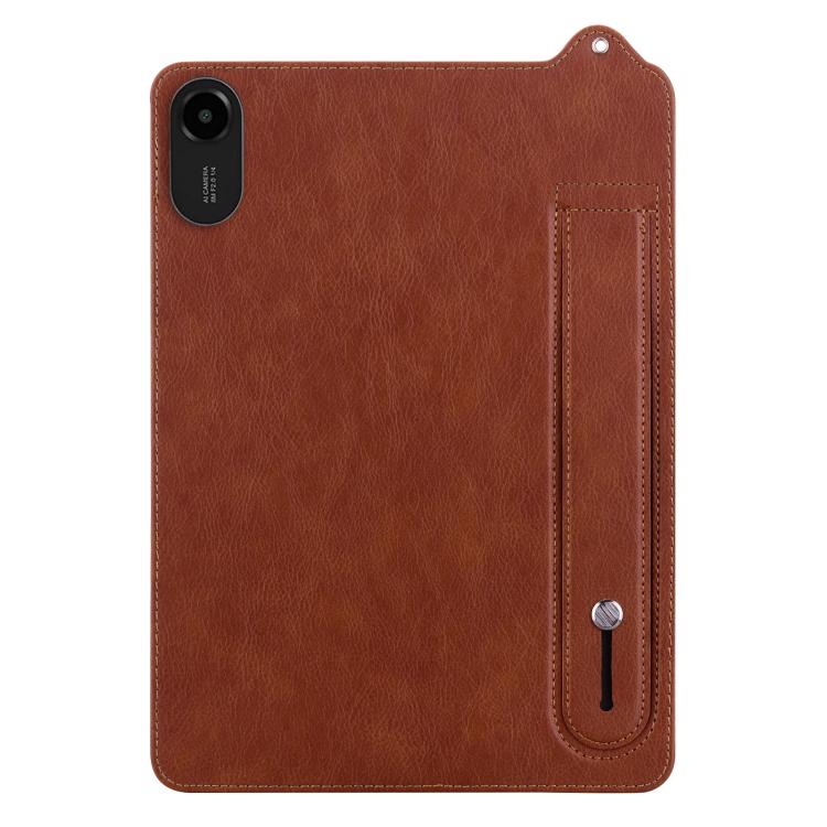 Funda de TPU con parte trasera de cuero y correa para Xiaomi Redmi Pad 2 (marrón)