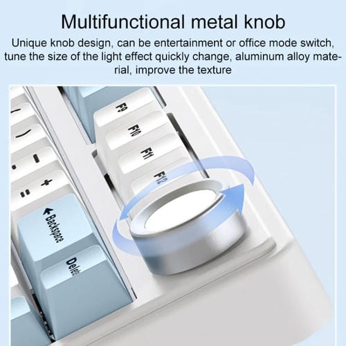 Teclado Mecánico Aula F75 80 Teclas con Cable, 2,4 G y Bluetooth, RGB Personalizado (Azul Glaciar)