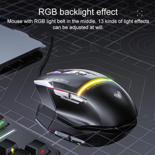 Ratón para Juegos Aula S12 Pro RGB con Cable 12800Dpi (Negro)