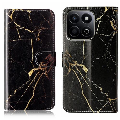 Funda de Cuero para Honor X7C 4G/200 con Patrón Mármol y Dibujo Colores Inteligentes (Mármol Negro y Dorado)