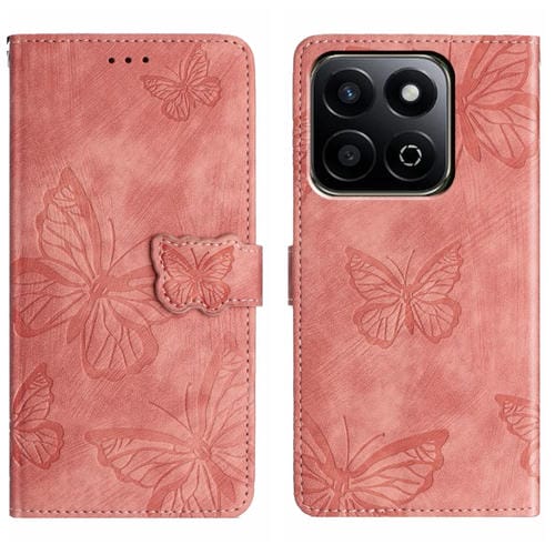 Funda de Piel con Relieve Mariposa para Honor X7C 4G/200 (Rosa)