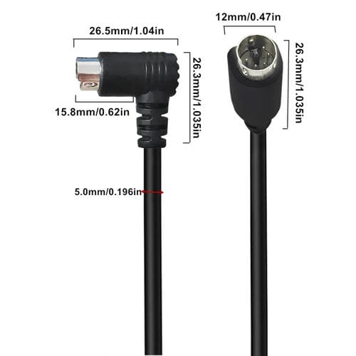 Cable de Audio y Video Mini Din 5 Pines 0,5 m Recto a Codo