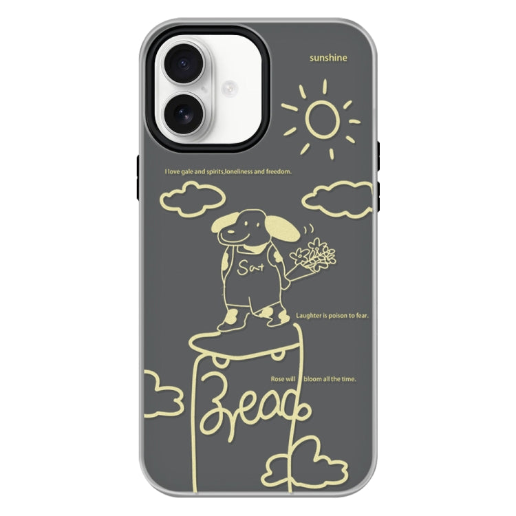 Funda híbrida TPU Policarbonato iPhone 16 Tacto Sedoso (Rosa Cachorro Negro)