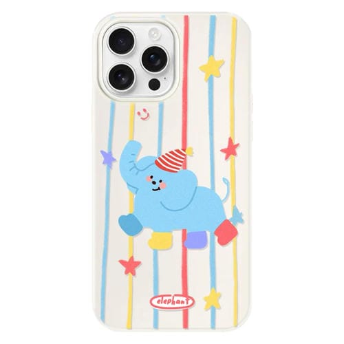 Funda híbrida TPU PC iPhone 15 Pro Max protección Tacto Sedoso (Elefante con Calcetines Blancos)