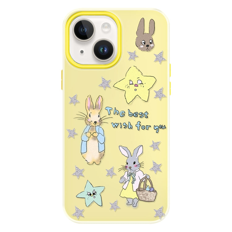 Funda híbrida TPU y Policarbonato para iPhone 14 Plus (Conejo Estrella Amarillo)