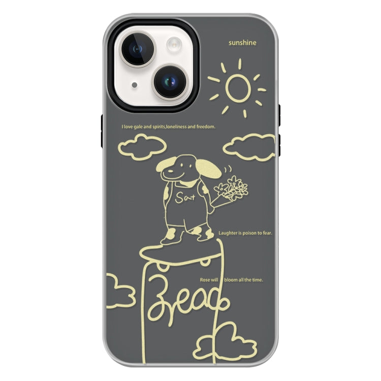 Funda híbrida TPU y PC iPhone 14 Tacto Sedoso y Gelatinoso (Rosa Cachorro Negro)