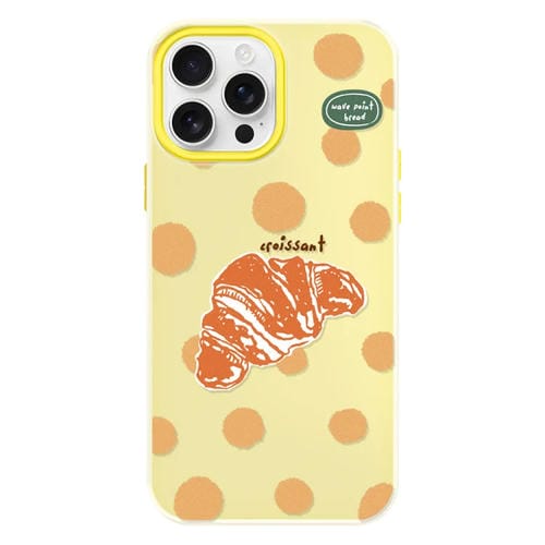Funda híbrida TPU y PC iPhone 14 Pro Max Tacto Sedoso (Croissant de Lunares Amarillos)