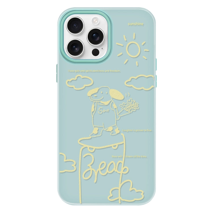Funda híbrida TPU y PC iPhone 14 Pro Max con tacto sedoso (Rosa Cachorro Verde Claro)