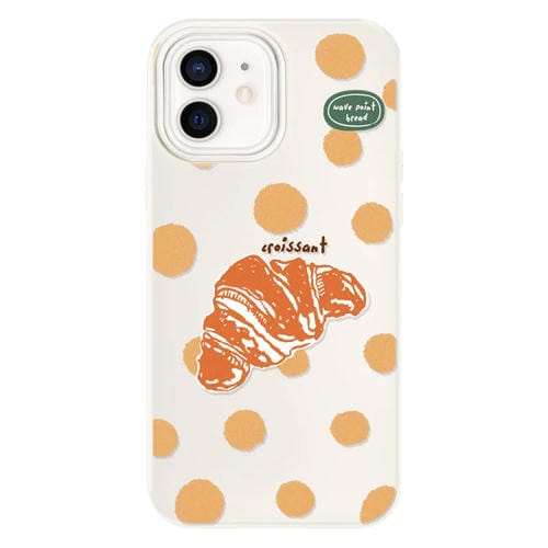 Funda híbrida TPU y policarbonato iPhone 11 con tacto sedoso (Croissant de Lunares en Blanco)