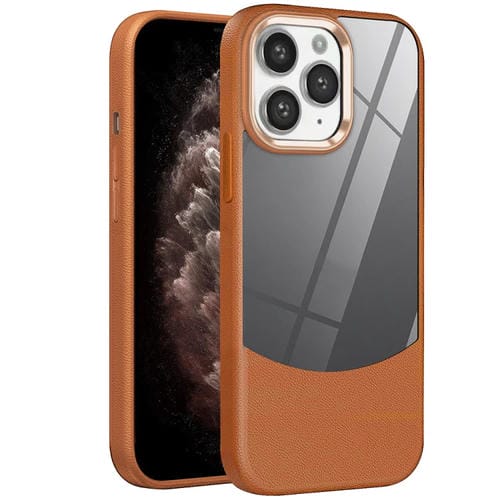 Funda HĂbrida AcrĂlico y TPU iPhone 11 Pro Textura Lichi (MarrĂłn)